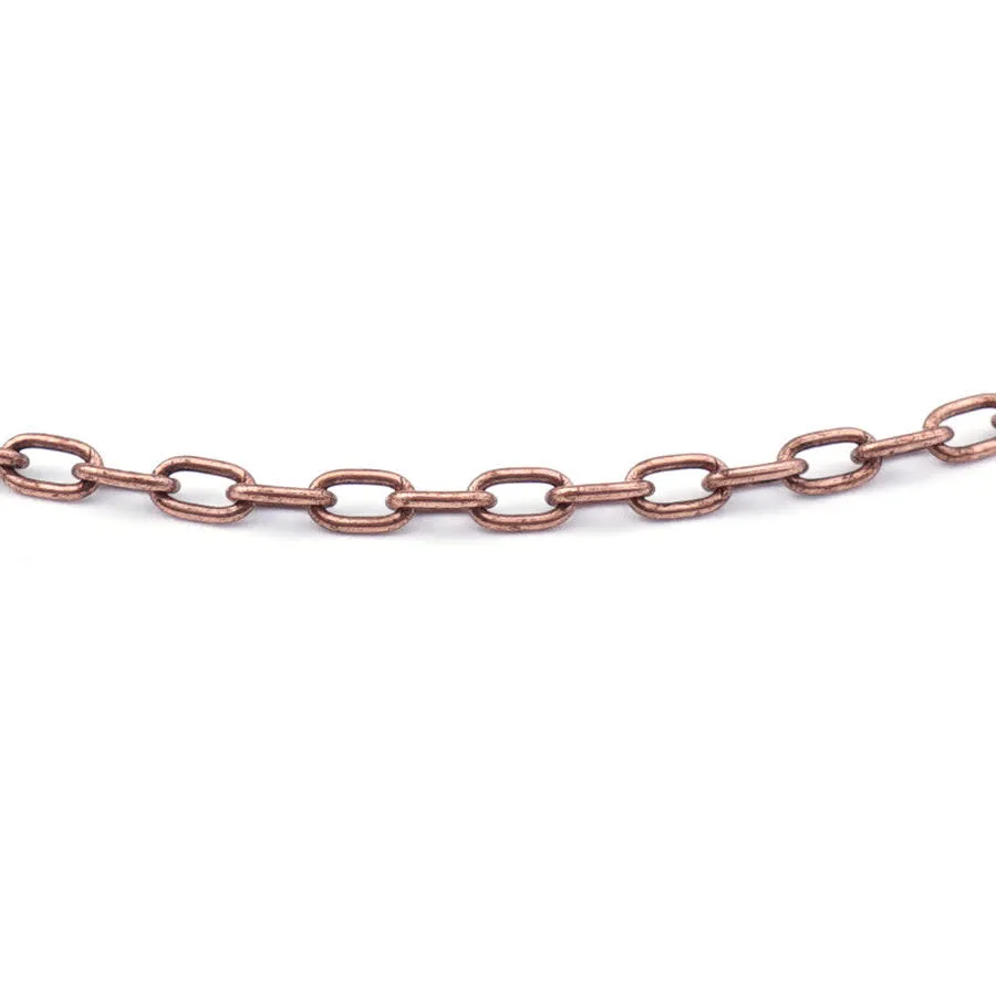 18 Inch Antique Copper Plated Small Fine Cable Chain Necklace by Nunn Designs