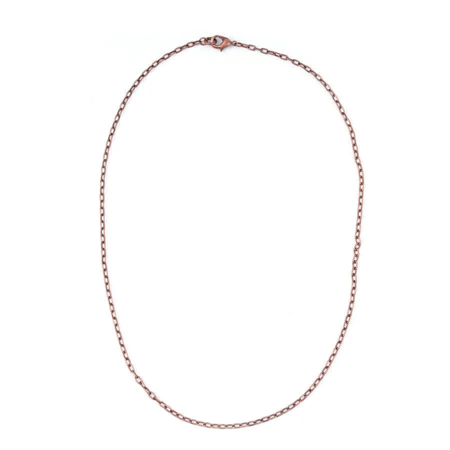 18 Inch Antique Copper Plated Small Fine Cable Chain Necklace by Nunn Designs