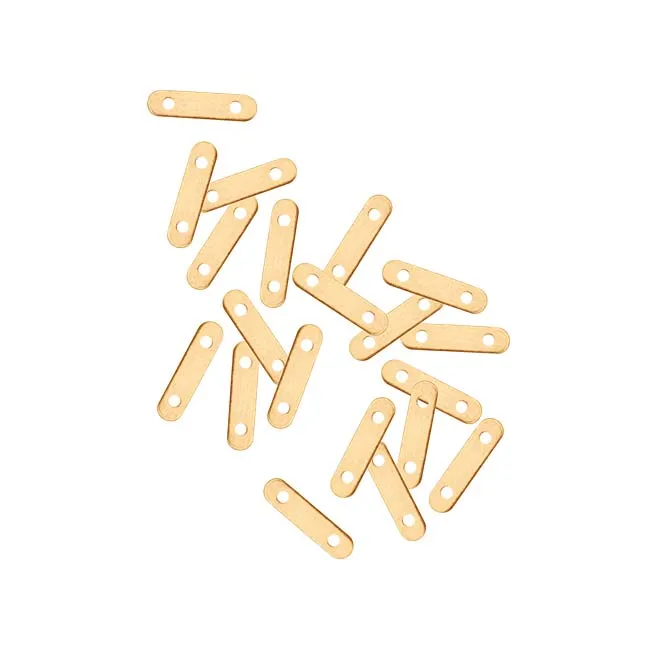22K Gold Plated 6mm Bead Double Strand Spacer Bar 10mm Long (20 pcs)