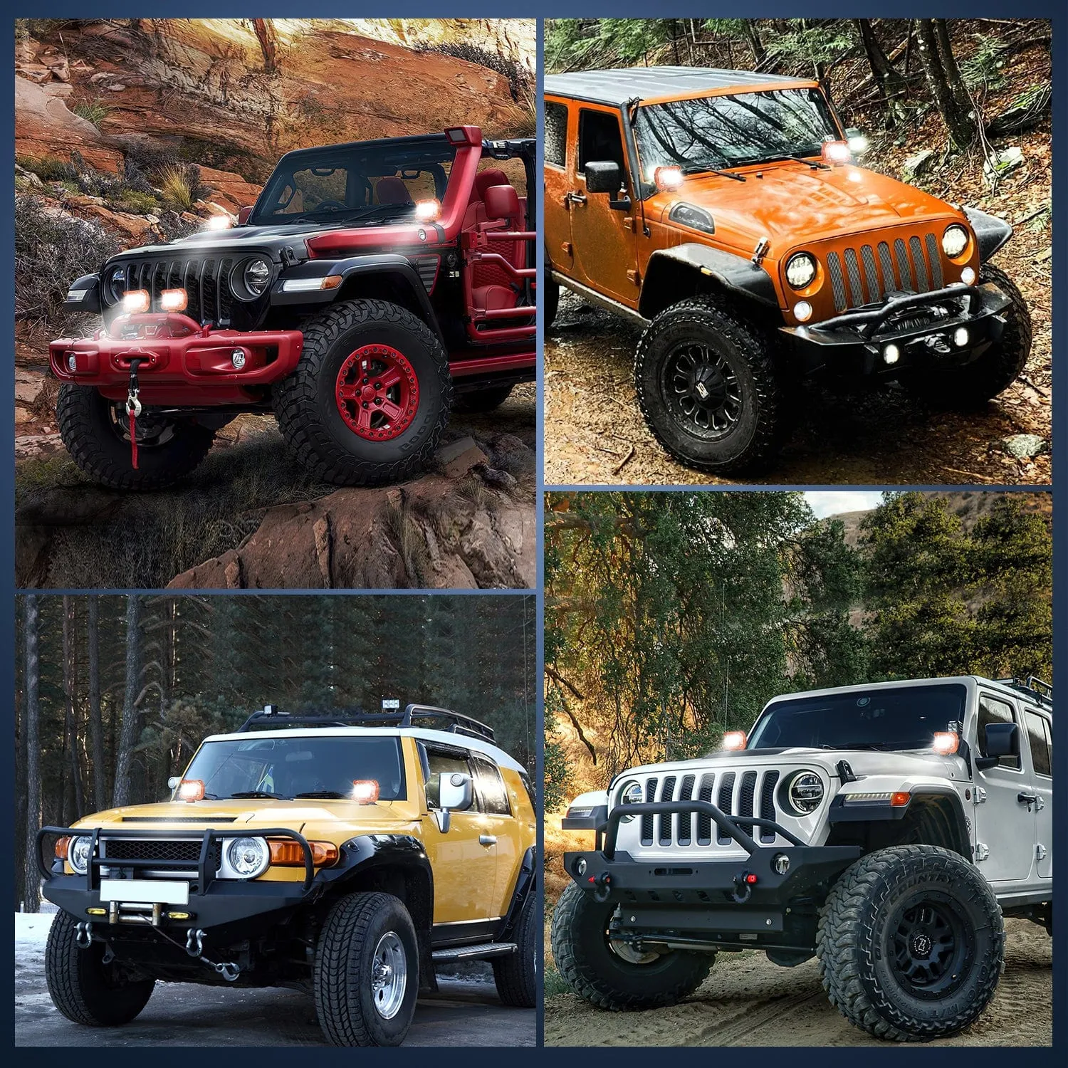 2pc 4 Inch 20W Spot Flood Combo Orange Case Led Light Bar