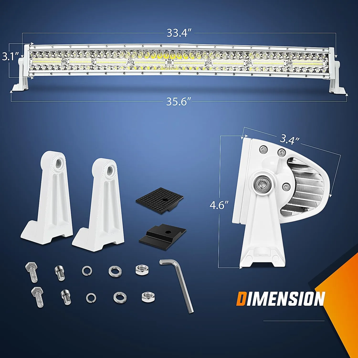 33 Inch 768W Spot Flood Combo White Case Led Light Bar