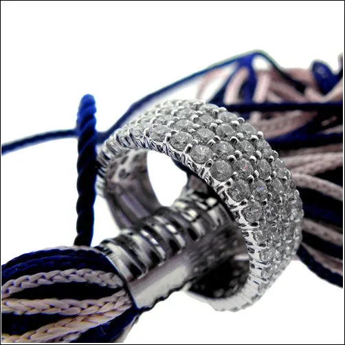 4 Rows Round Cubic Zirconia Wedding Band With Share Prongs 14 K White Gold