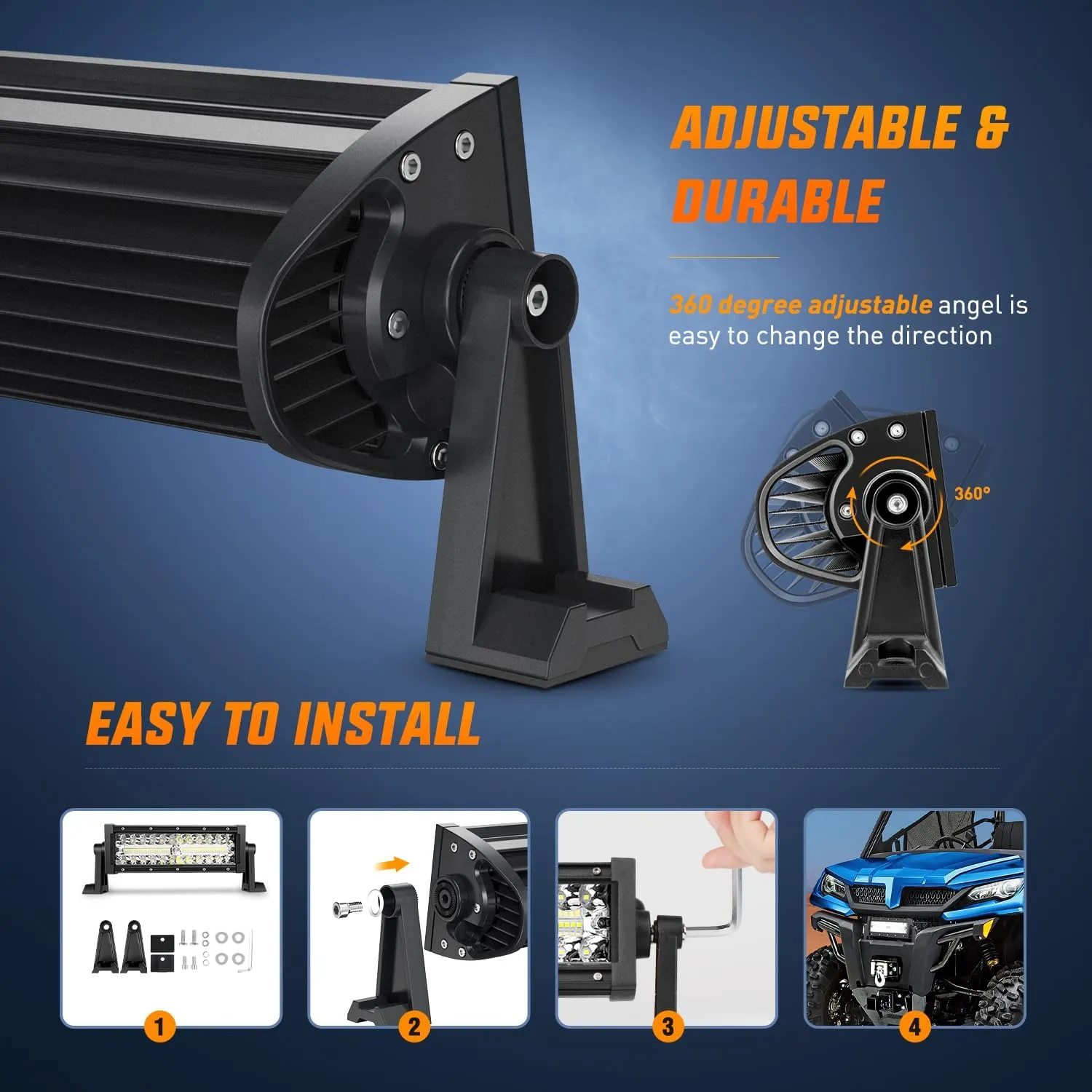9.5 Inch 192W Triple Row 64LEDs Spot Flood LED Light Bar