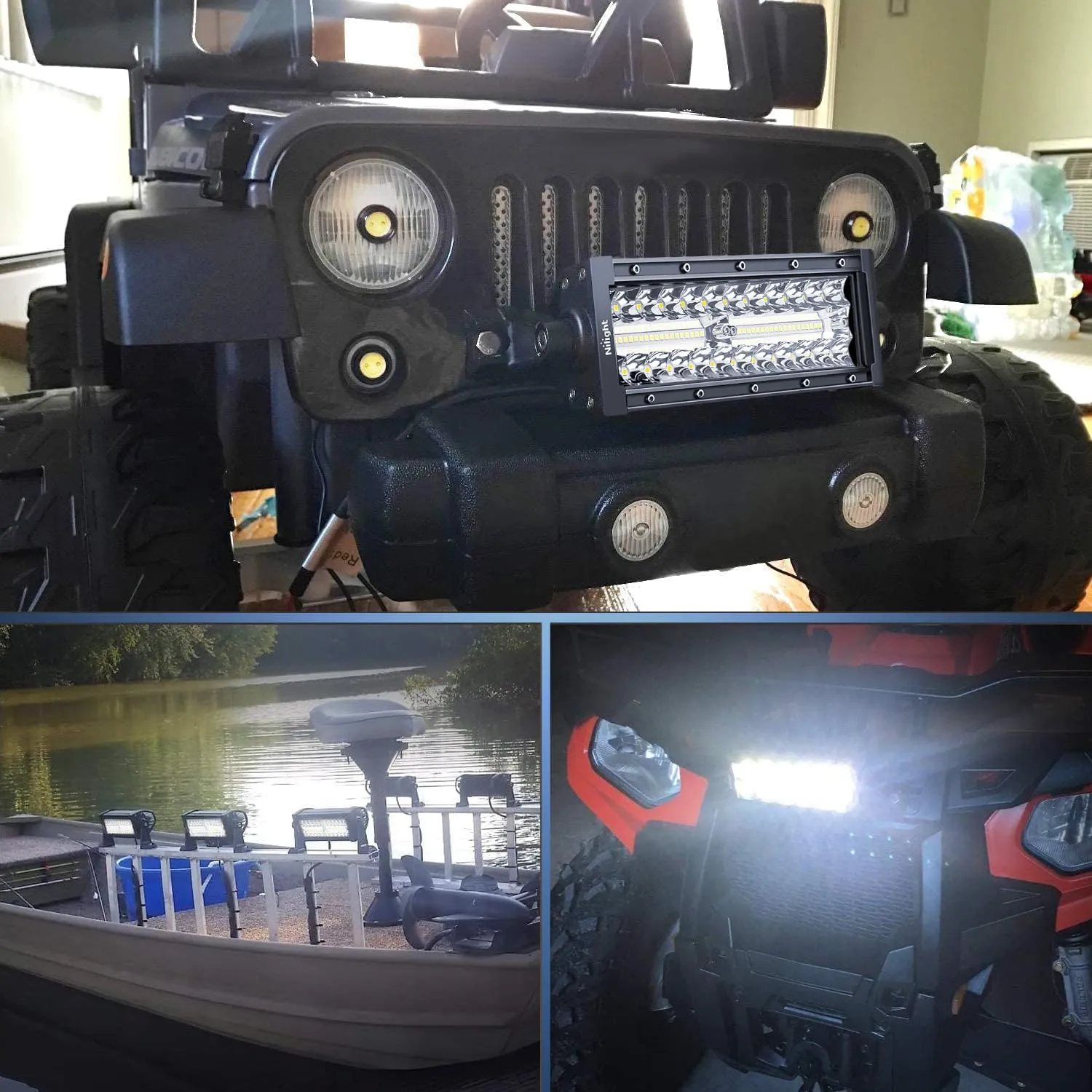 9.5 Inch 192W Triple Row 64LEDs Spot Flood LED Light Bar