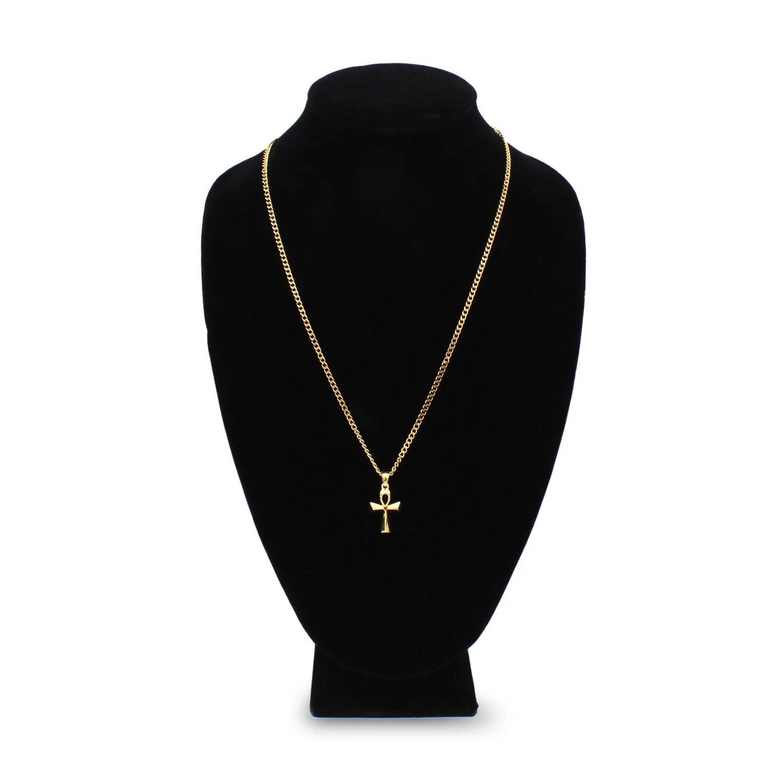 Ankh Charm Necklace Stainless Steel Bling CZ