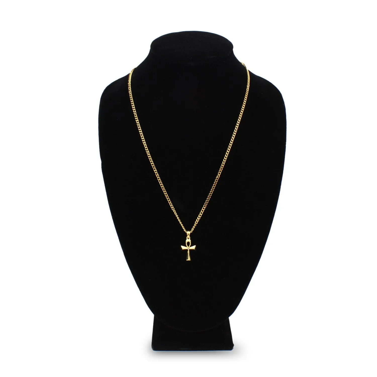 Ankh Charm Necklace Stainless Steel Bling CZ