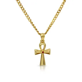 Ankh Charm Necklace Stainless Steel Bling CZ