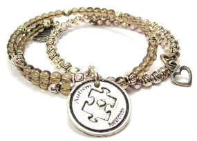 Autism Awareness Delicate Glass And Roses Wrap Bracelet Set