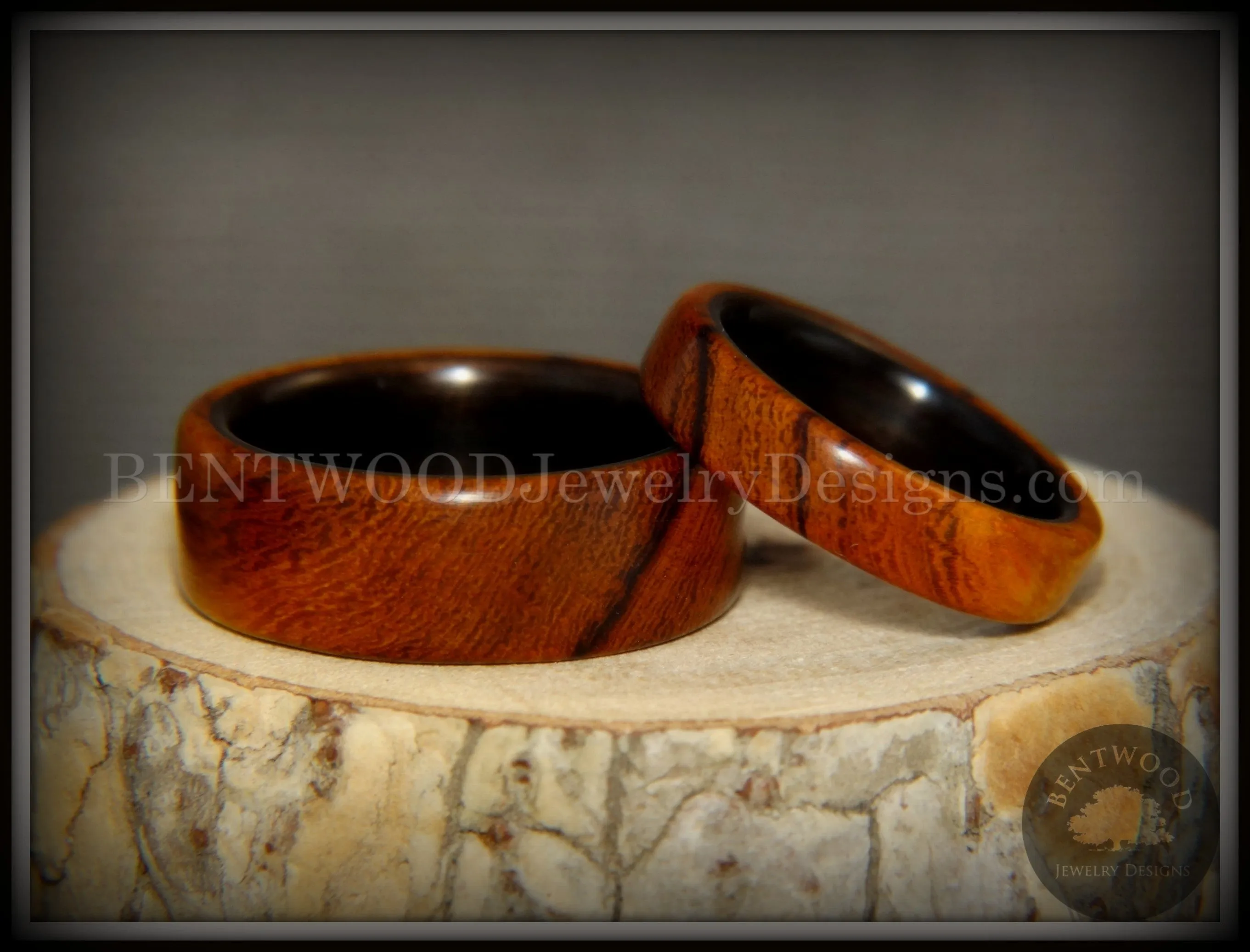 Bentwood Rings Set - "One True Pairing" Desert Ironwood on Carbon Fiber Core Set