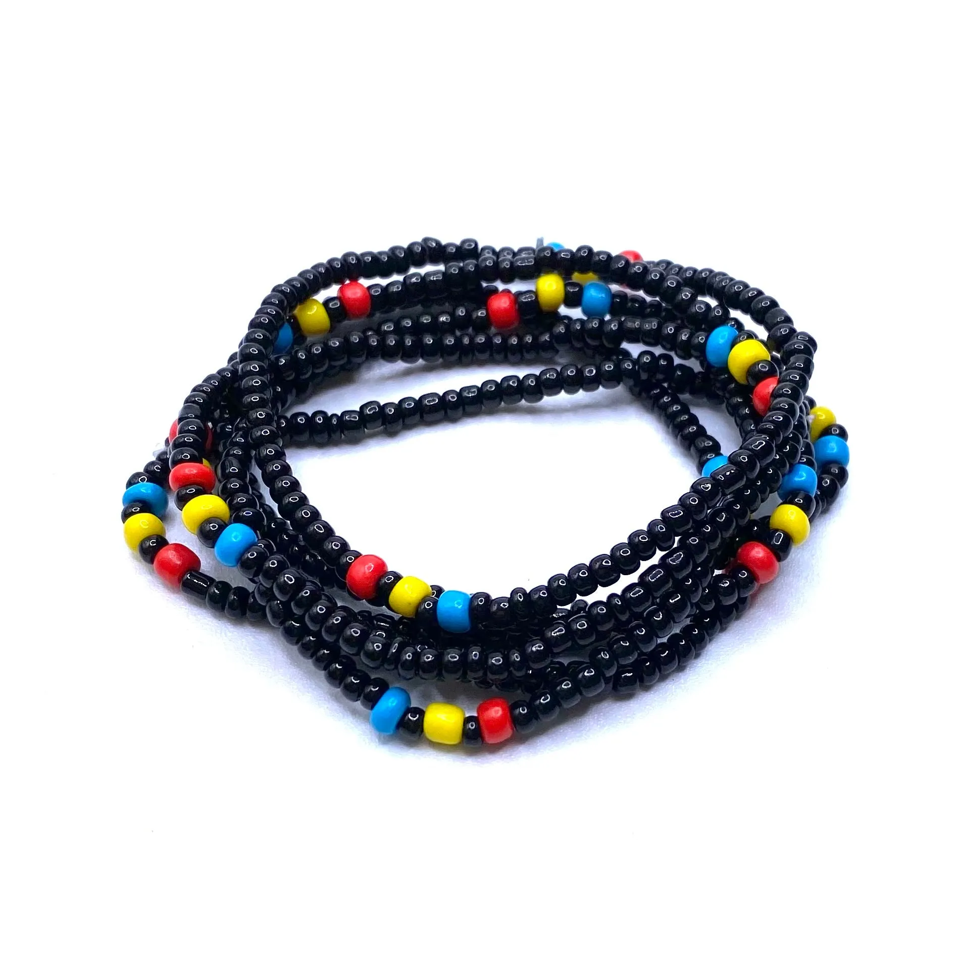 Bracelet Stretch Bohemian Stackable Bead 6 piece Black Mix