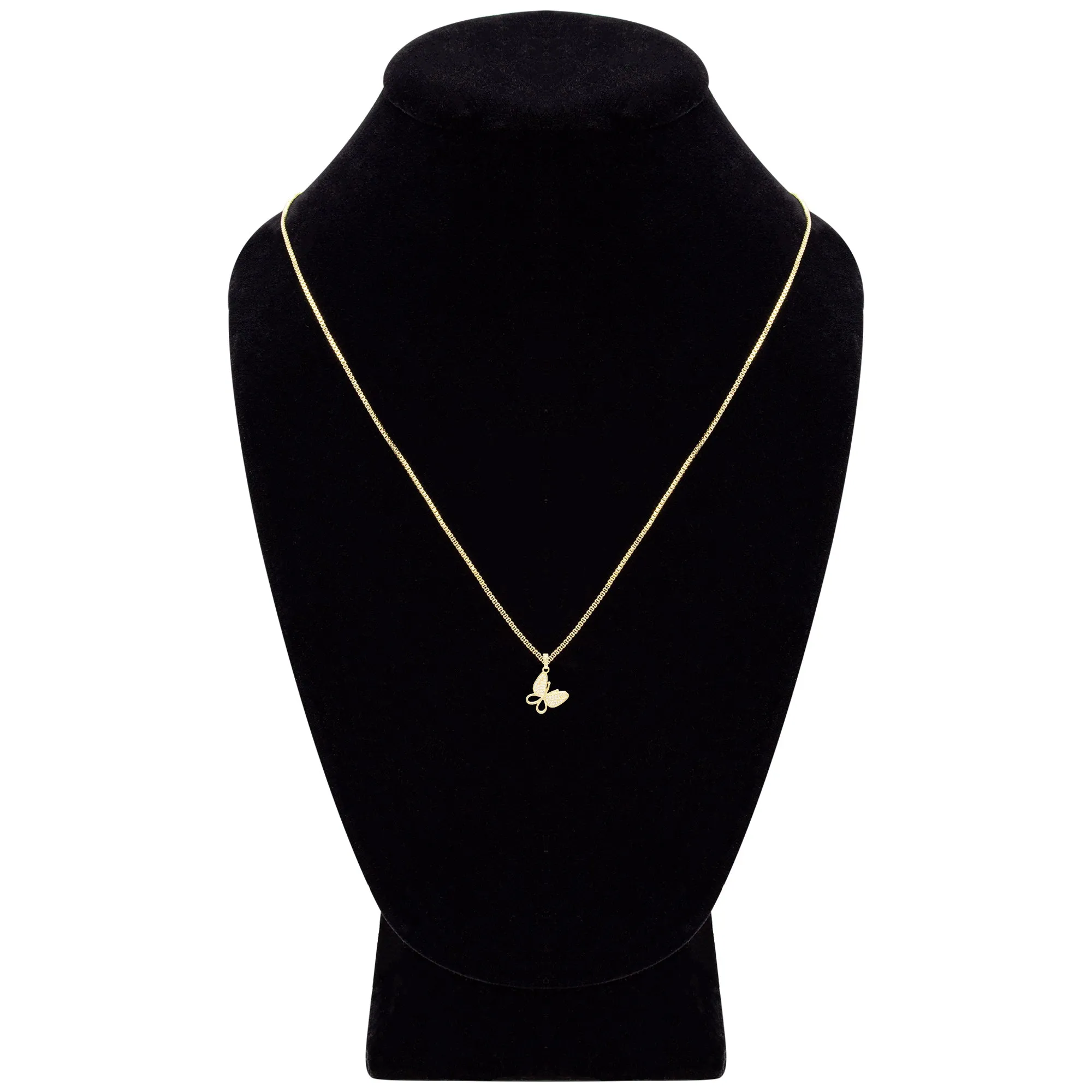 Butterfly 2 Cubic Zirconia Pendant With 14K Gold Filled Necklace Set