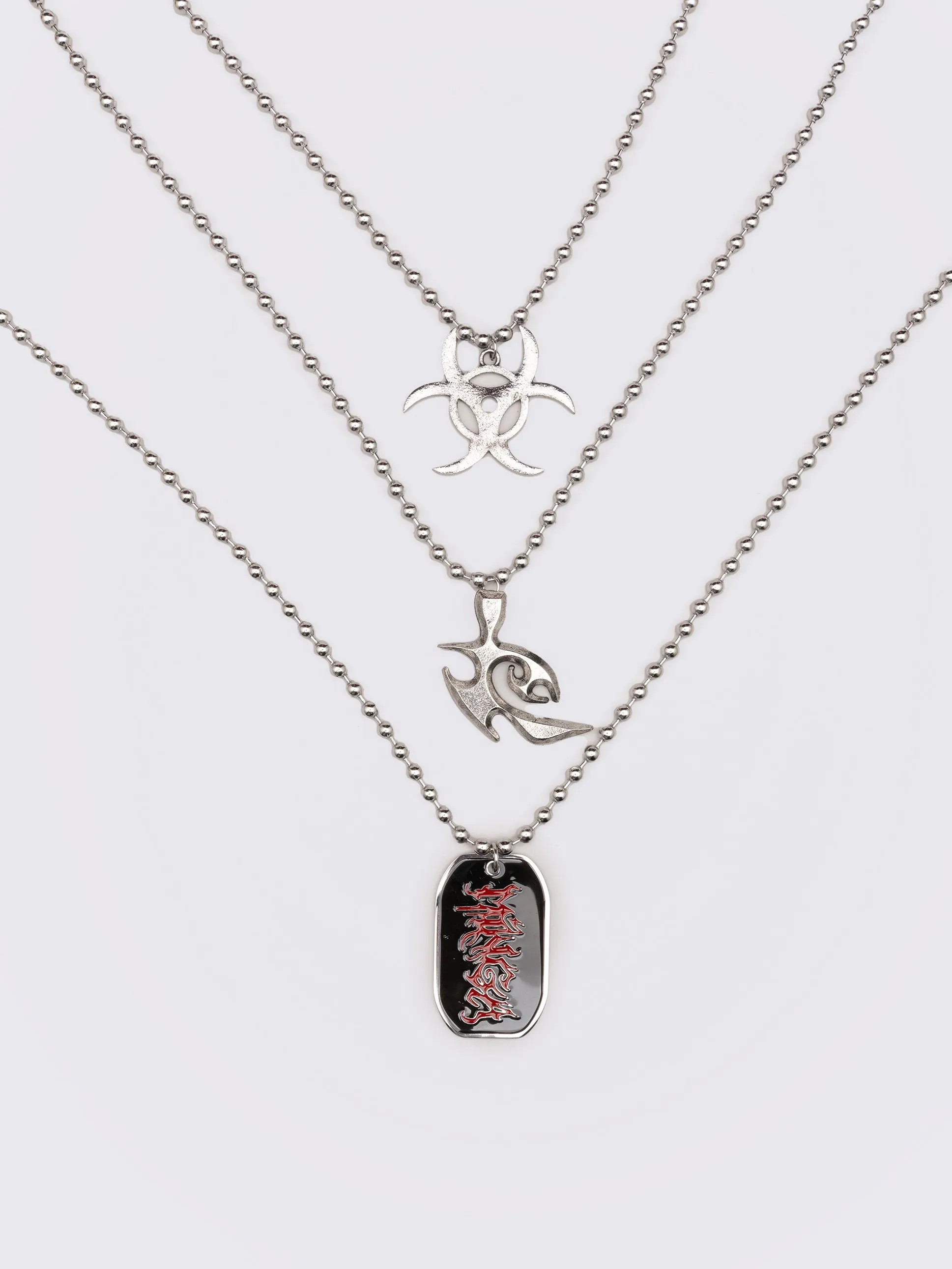 Crimson Blaze Silver Necklace Set