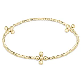 Enewton Signature Cross Gold Pattern 2mm Bead Bracelet - Classic Beaded Signature Cross Gold - 3mm Bead Gold