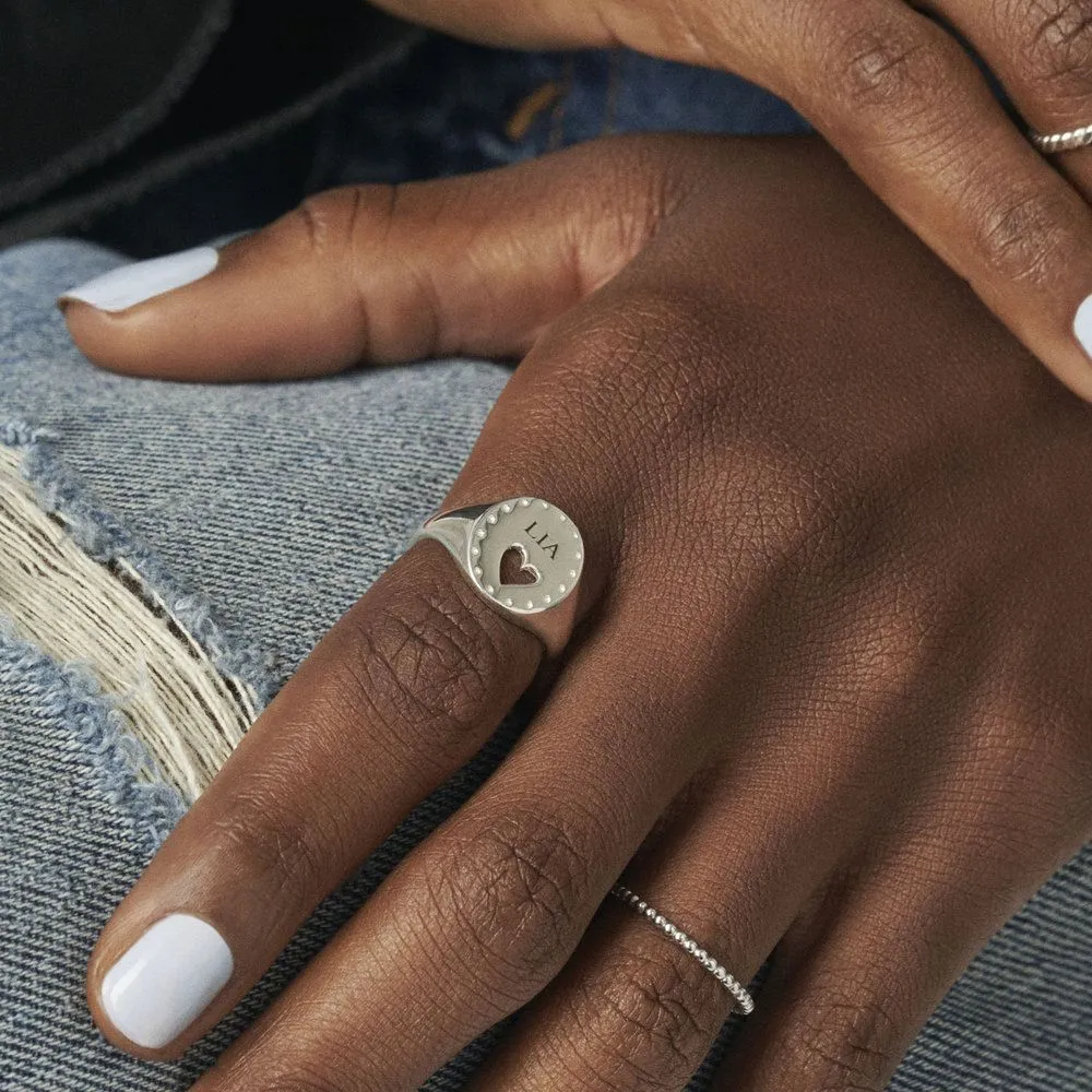 Engraved Heart Openwork Ring