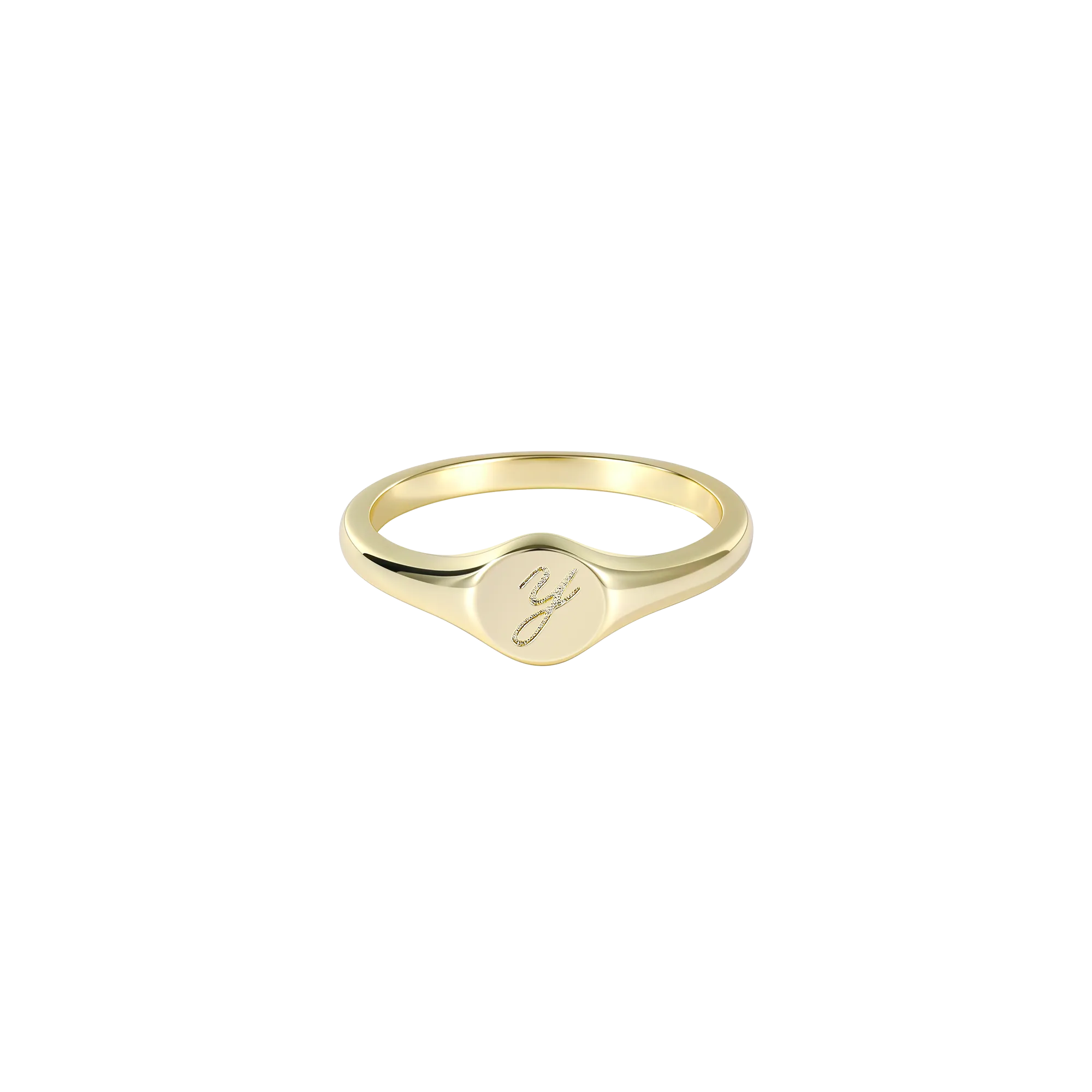 Engraved Solid Gold Initial Ring