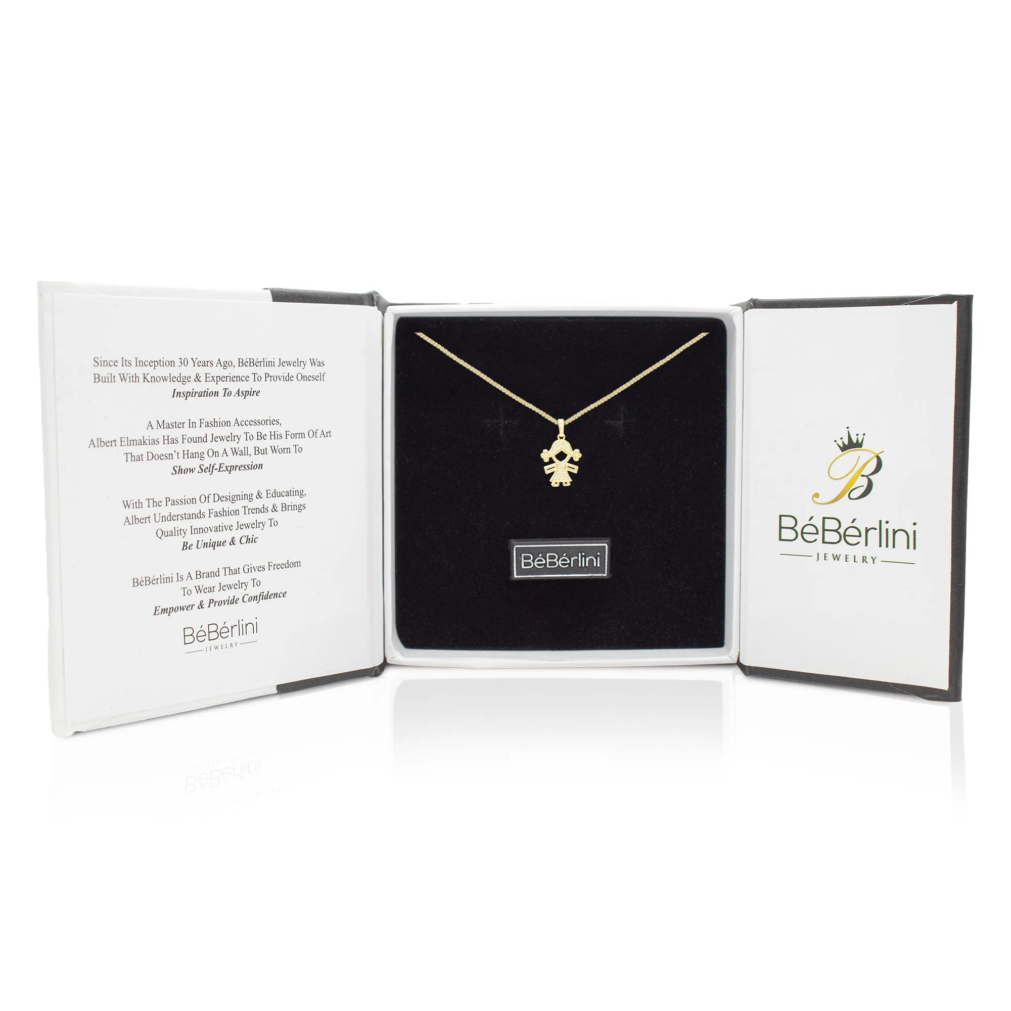 Girl Cubic Zirconia Pendant With 14K Gold Filled Necklace Set