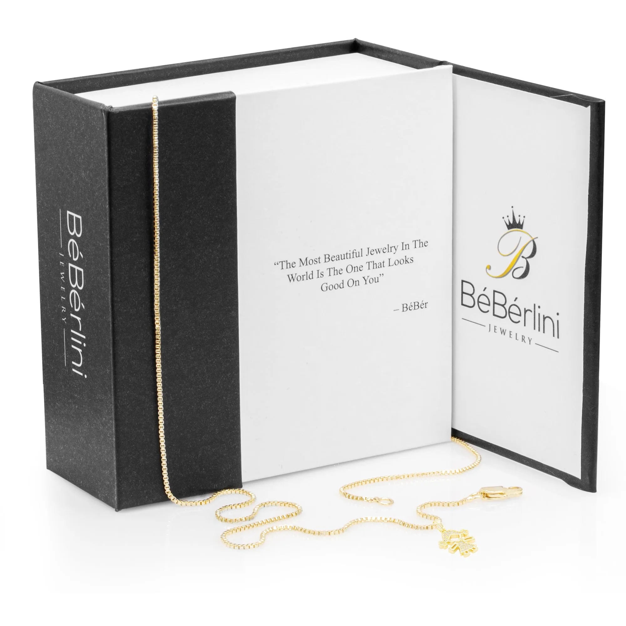 Girl Cubic Zirconia Pendant With 14K Gold Filled Necklace Set