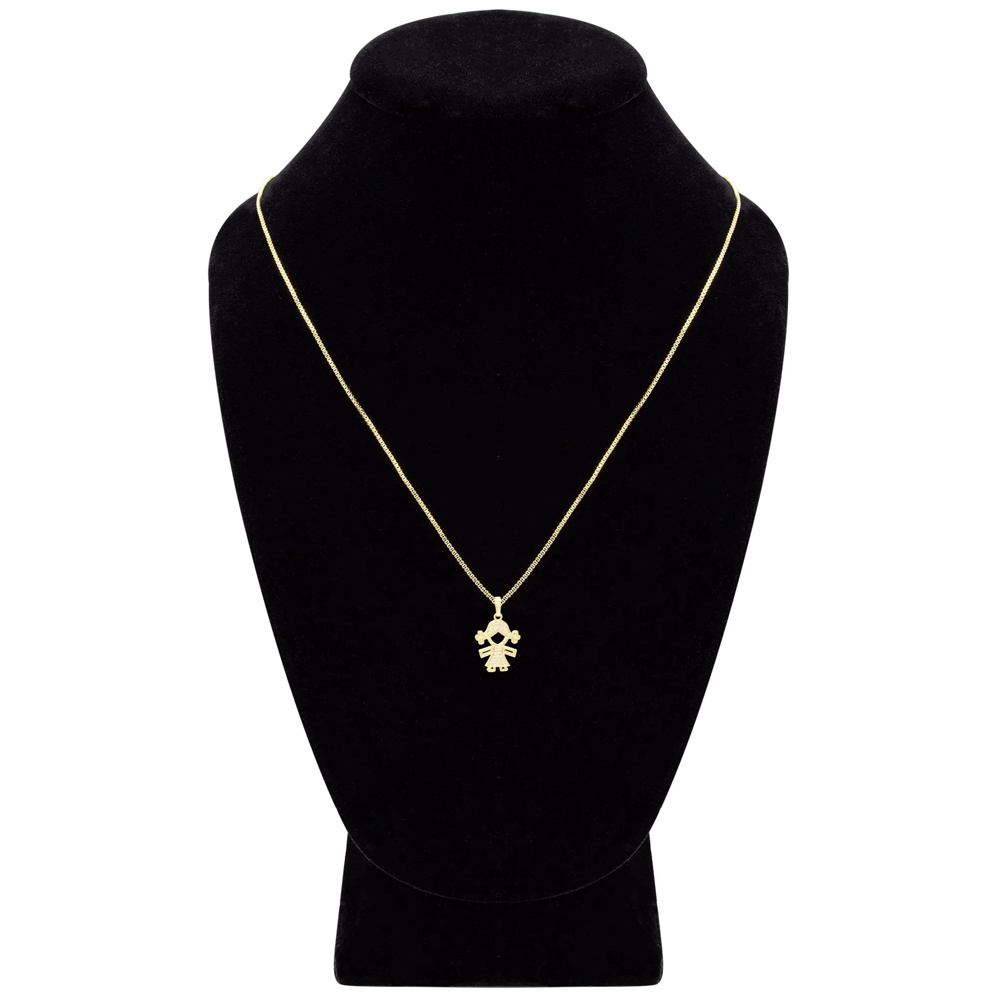 Girl Cubic Zirconia Pendant With 14K Gold Filled Necklace Set