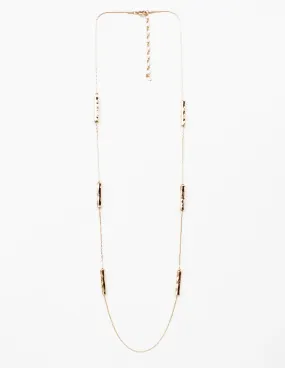 Gold Hammered Bar Chain Necklace