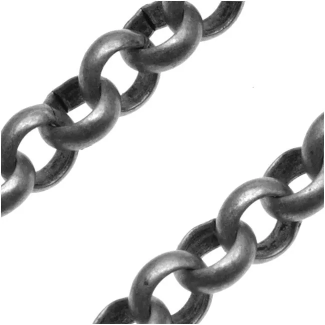 Gun Metal Plated Rolo Chain, 5.7mm, by the Foot