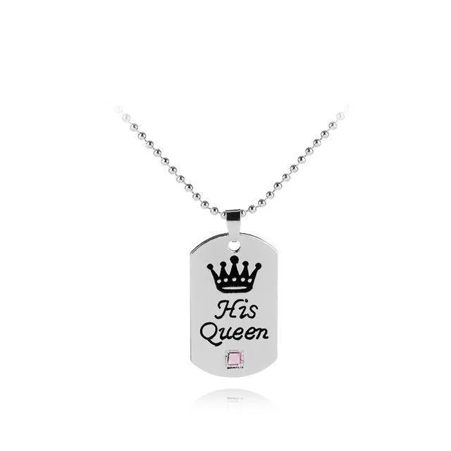 His Queen Her King Tag Necklaces