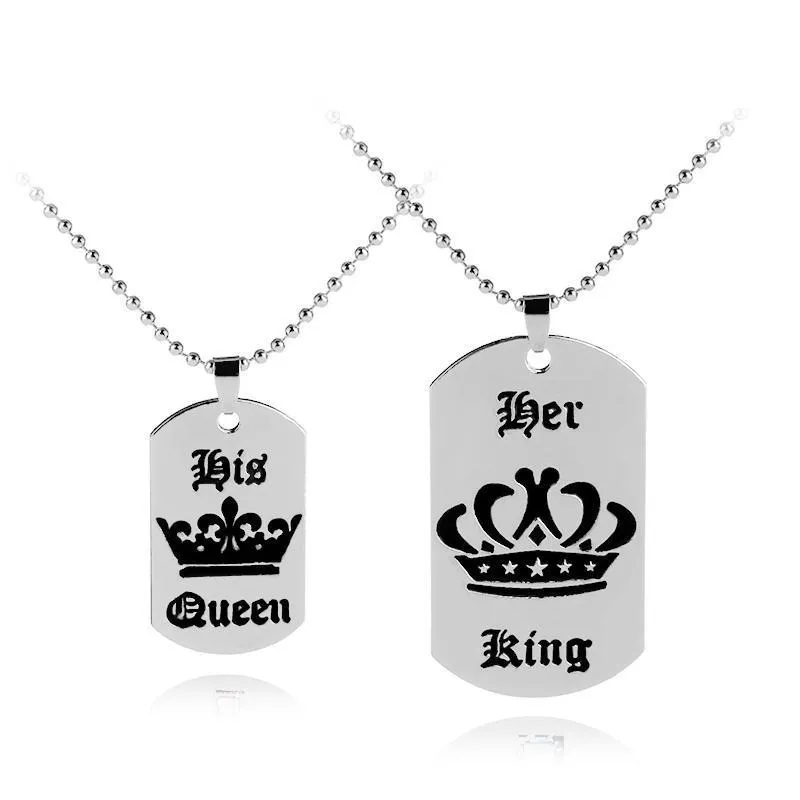 His Queen Her King Tag Necklaces