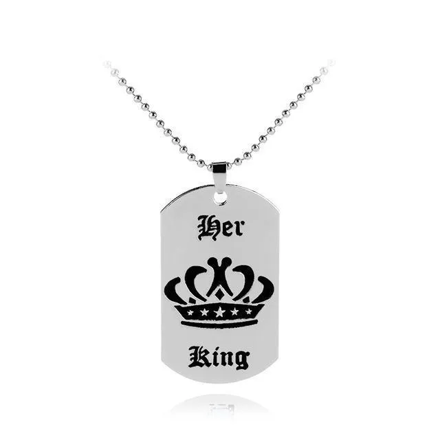 His Queen Her King Tag Necklaces