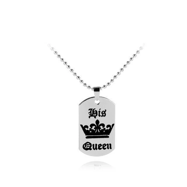 His Queen Her King Tag Necklaces