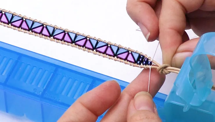 How to Make a Wrapit Loom Bracelet with Leather Cord and Two Hole Beads (Old Version)