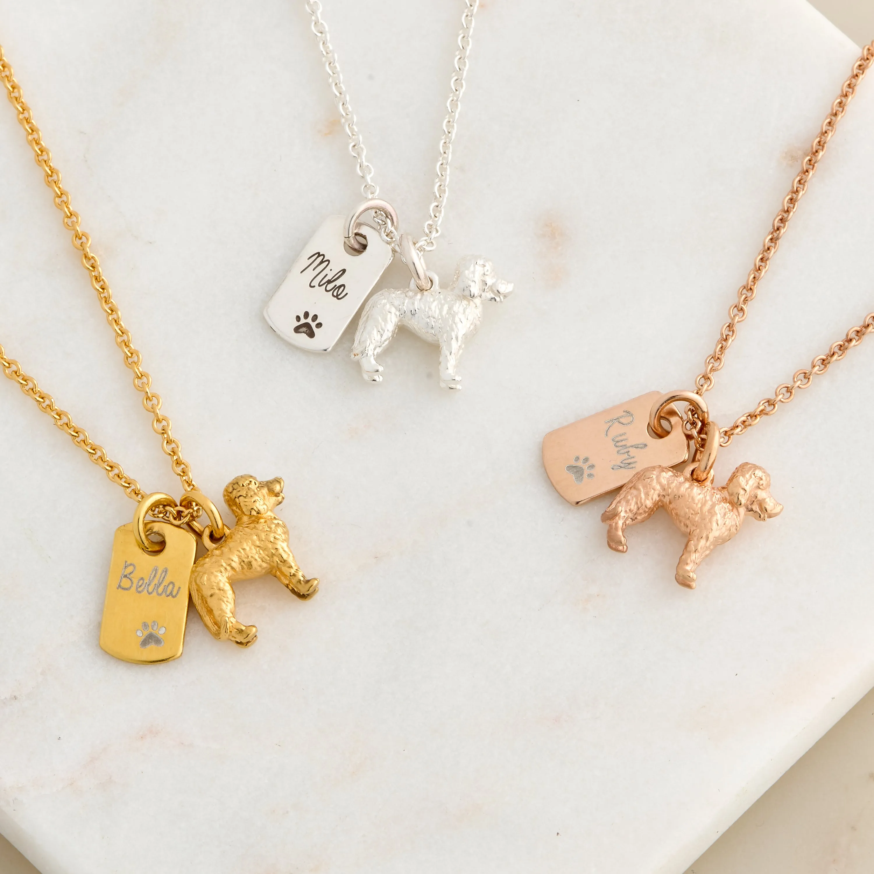Labradoodle Personalised Silver Dog Tag Necklace