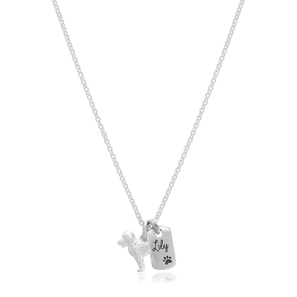 Labradoodle Personalised Silver Dog Tag Necklace