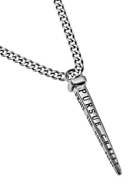 Man Of God Stainless Steel Nail Necklace - 1 Timothy 6:11