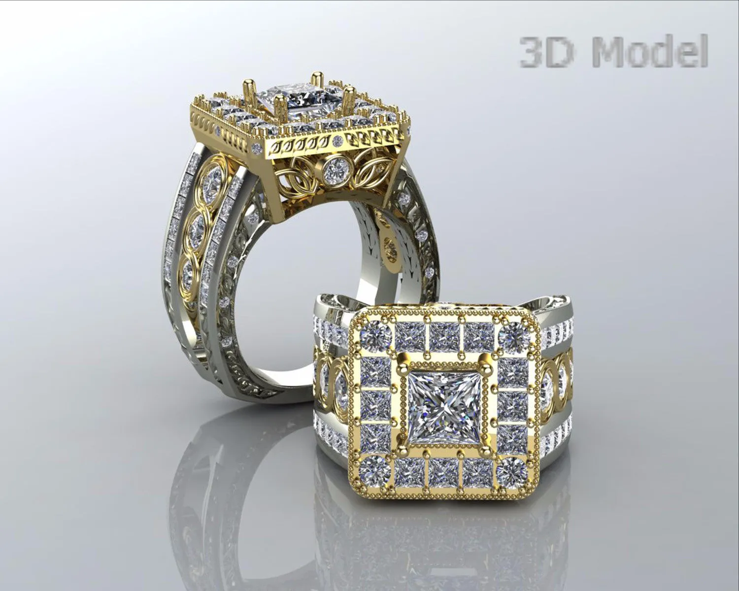 Princess Diamond Halo Wedding Ring Redesign