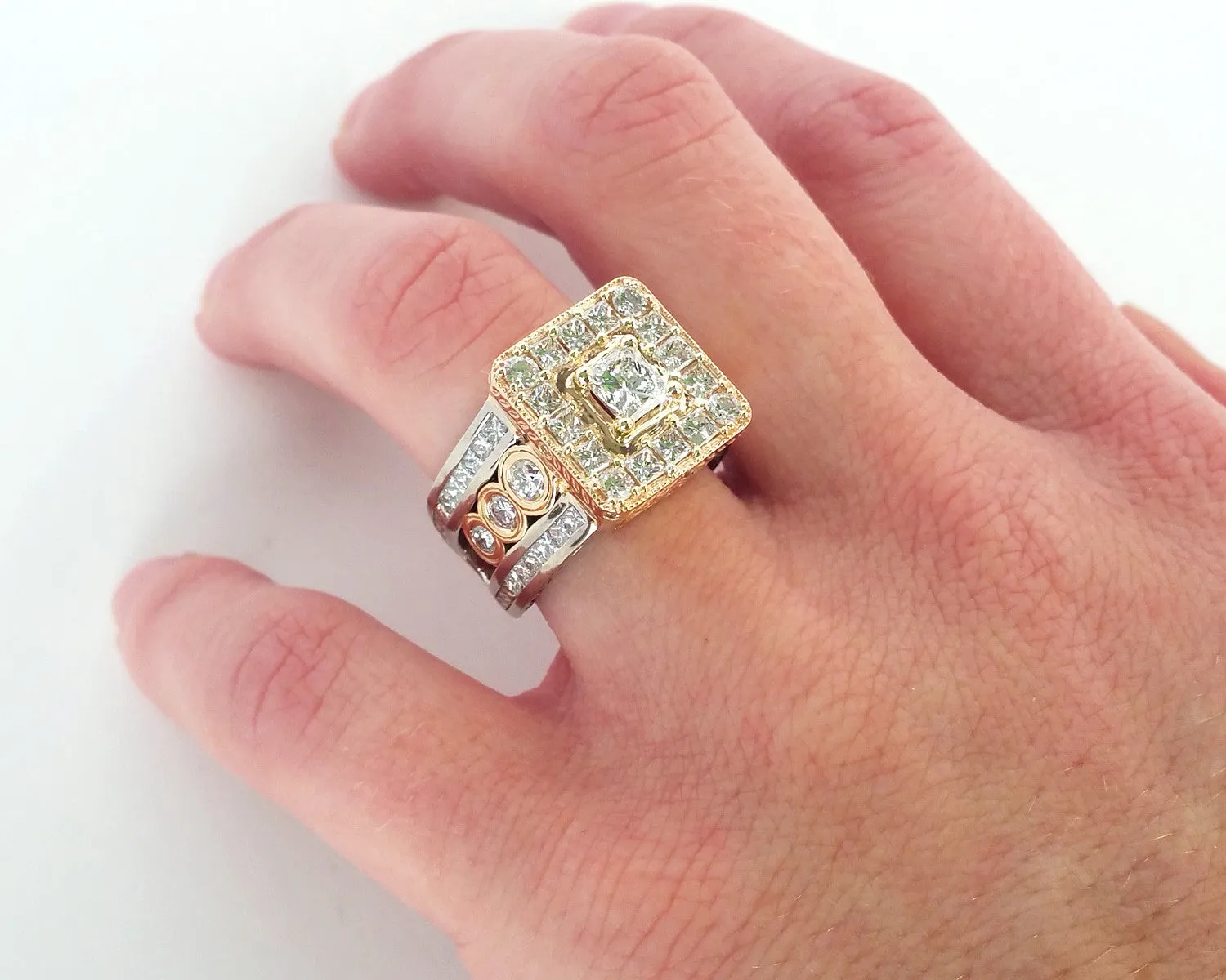Princess Diamond Halo Wedding Ring Redesign