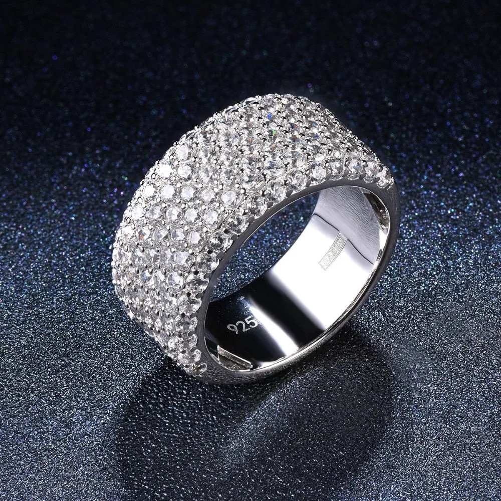 REAL 925 sterling silver ring cluster cubic zirconia CZ band rings for women engagement wedding bridal fine diamond jewelry