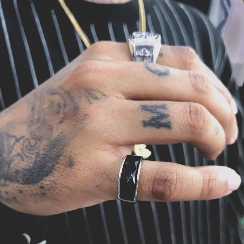Steel Onyx Pinky Ring